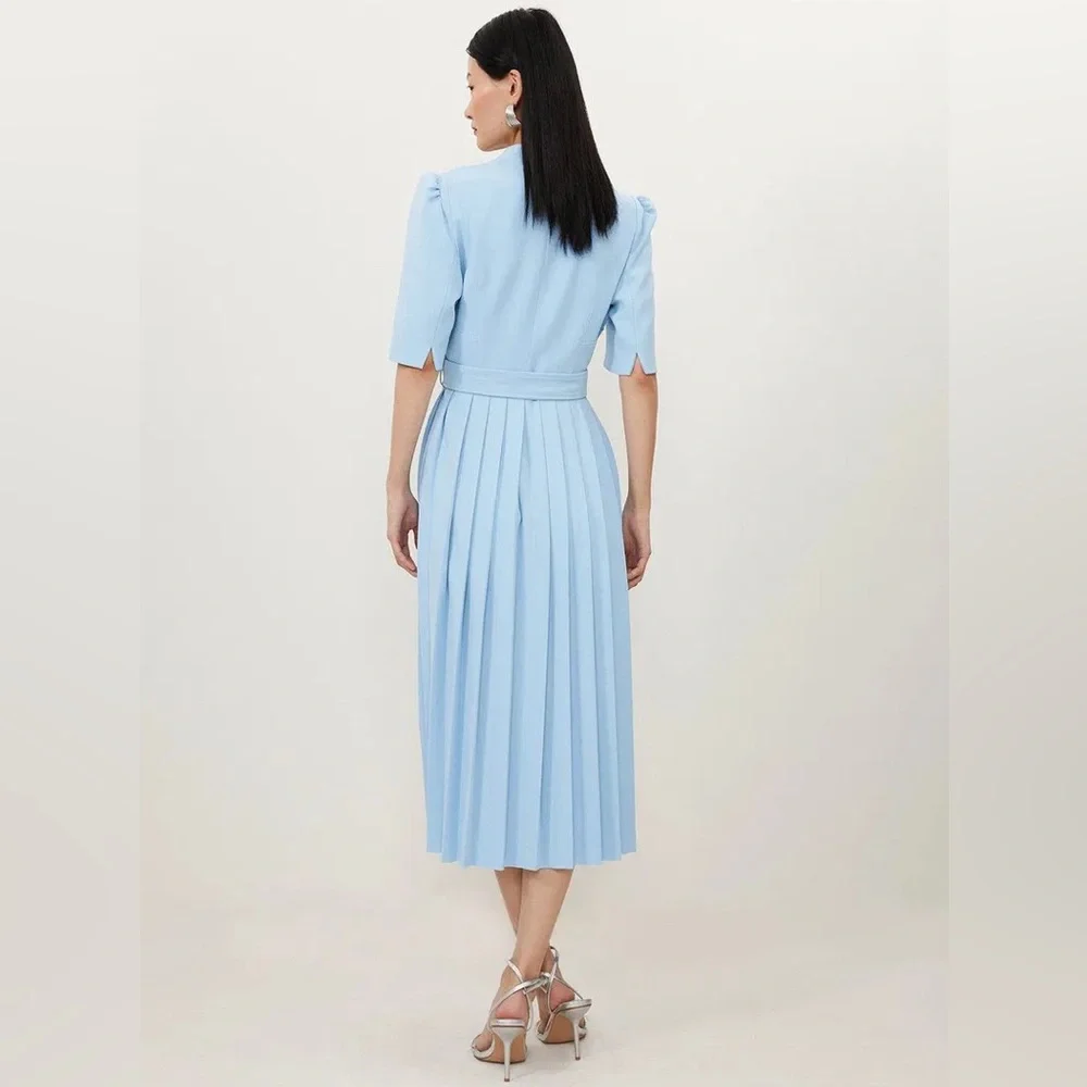 NWT KAREN MILLEN Tall Structured Crepe Forever Pleated Midi Dress. $439 - Picture 14 of 14